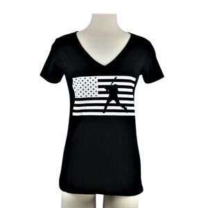 NEXT LEVEL T-Shirt Law Enforcement Support Baseball Graphic Black Women's Sz Med